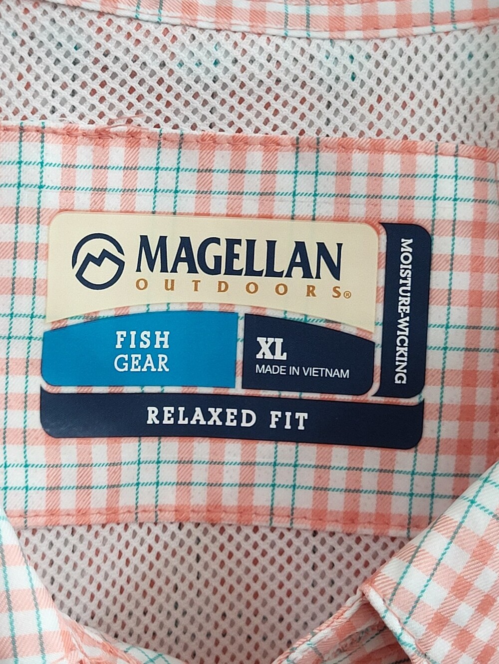 Magellan Men's Fish Gear Shirt Aransas Pass Salmon Teal Moisture Wicking Size XL - Picture 9 of 12